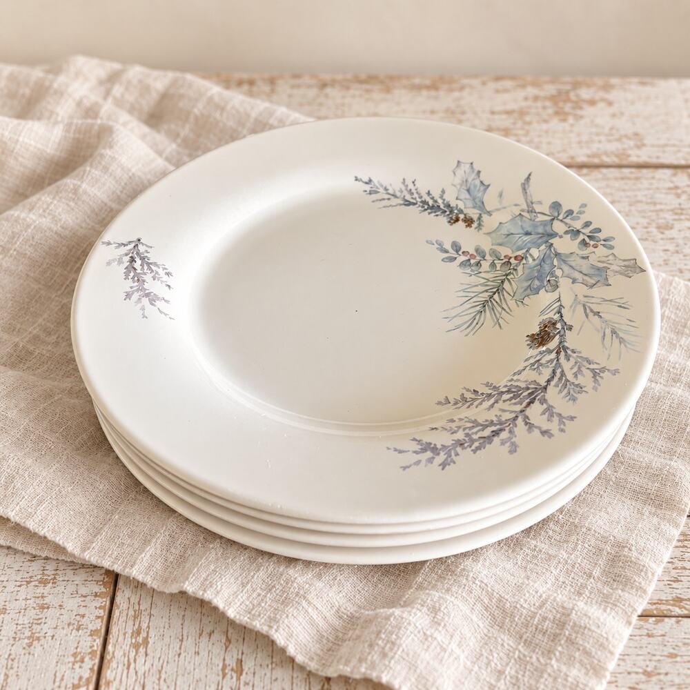 Pfaltzgraff Winter Frost Dinner Plates Set of 4 USA Blue Holly 11⅛”